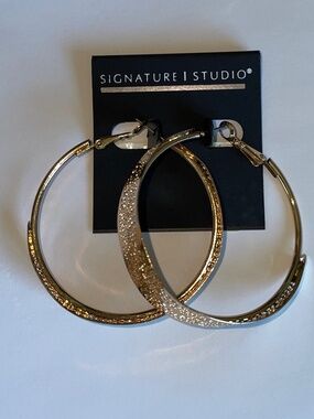 NWT Signature Studio 2” Gold-tone Hoops (Pierced)